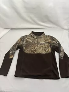 Game Winner Youth Large Brown Camo Fleece Hunting 1/4 Zip Pullover W Pockets - Picture 1 of 7