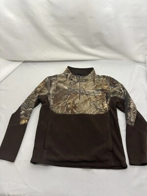 Game Winner Youth Large Brown Camo Fleece Hunting 1/4 Zip Pullover W Pockets - Image 1 of 4