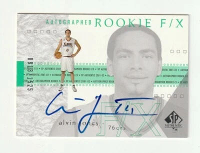 Alvin Jones 2002 Upper Deck Rookie F/X Auto 0913/1525 76ers - Image 1 of 2