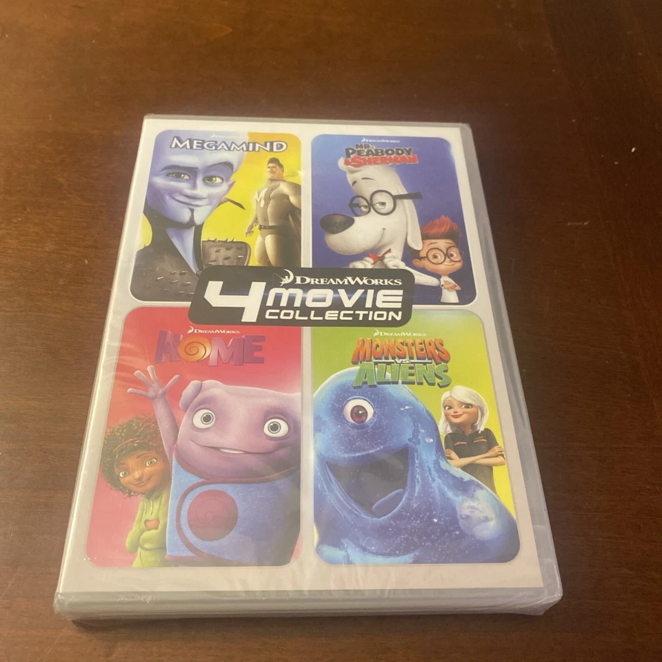 Dream Works 4 Movie Collection Megamind Home Monsters VS Aliens Mr Peabody B330