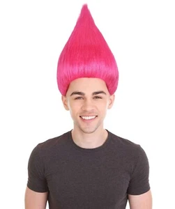 Pink Trolls Wig – Colorful Costume Hair Accessory for Halloween, Cosplay, Party - Picture 1 of 9