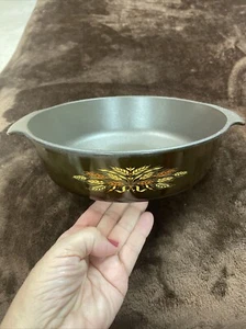 Vintage Nonstick Orange And Yellow Wheat Design Casserole Dish Preowned - Picture 1 of 12