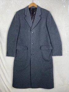 Hammersley Mens Trench Coat 40 Long Gray Wool/Cashmere Long Pockets Winter - Picture 1 of 18