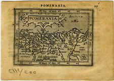 1609 Genuine Antique miniature map Germany, Poland, Baltic Sea. by A. Ortelius 