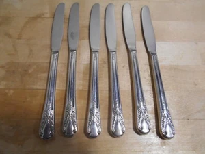 6 Rogers 1940 CABIN  / AVALON Pattern Grille or Viande Knives Silverplate  7241 - Picture 1 of 3