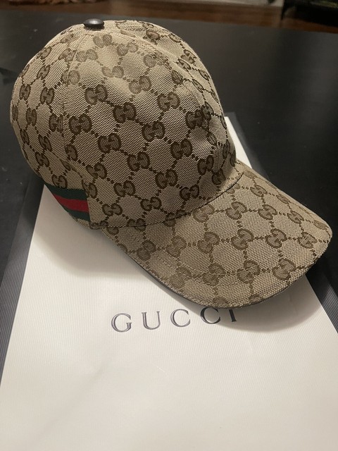 Gucci Original GG Canvas Baseball Hat with Web Black in Canvas - US