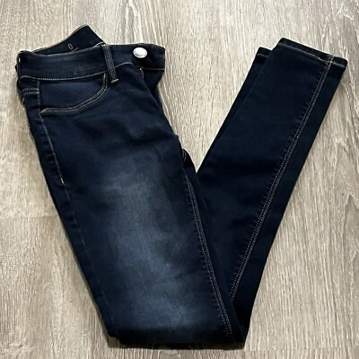 Pantalones de mezclilla So para mujer talla 0 azul oscuro lavado ajustados descoloridos delanteros  Foto 1 de 4