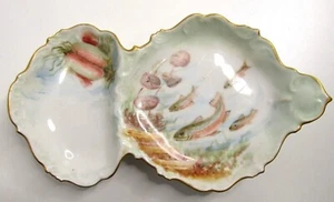Bandeja de sardina de borde dorado de pescado Tressemanes & Vogt Limoges Francia (T&V) vintage - Imagen 1 de 11