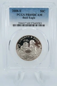 2008-S PCGS PR69DCAM Bald Eagle Clad Commemorative Proof 50C - Picture 1 of 2