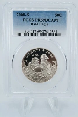 2008-S PCGS PR69DCAM Bald Eagle Clad Commemorative Proof 50C - Image 1 of 2