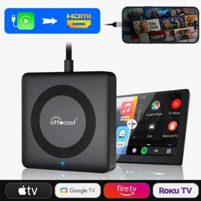 2in1 Ottocast Car TV Mate Pro ingresso HDMI multimediale wireless adattatore carplay UK - Immagine 1 di 4