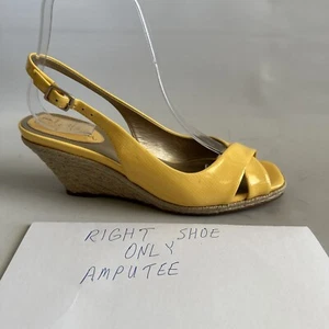 Cole Haan Amputee Yellow Patent Leather Slingback Wedge Sandal Heel 6 B Shoes - Picture 1 of 10
