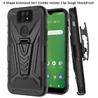 For Cricket Ovation 2 Hybrid TPU 3in1 Swivel Belt Clip Holster Stand Case Cover