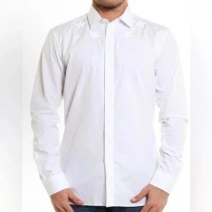 Givenchy Embroidered Stars Long Sleeve Button-Up Western White Men's Size M - Picture 1 of 13