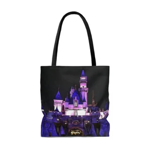 AOP Tote Bag Painting of Disneyland Sleeping Beauty Castle night Time - Picture 1 of 13