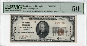 1929 $20 THE LAGRANGE NATIONAL BANK LA GRANGE GA GEORGIA  F000727A  #7762 PMG-50 - Picture 1 of 2