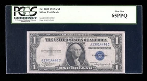 DBR 1935-A $1 Silver Gem Fr. 1608 JC Block PCGS 65 PPQ Serial J13014496C - Picture 1 of 2