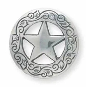 Texas Star Concho Small 1-3/16" Tandy Leather 11373-01 Screw Back Silver Plate - Picture 1 of 4