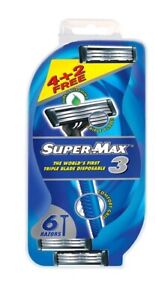 Supermax 3 Razors For Men - 2 Packs (12 razors)