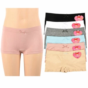 6 Pc Girls Panties Boy Shorts Cute Underwear Panty Stretch Kids Sizes S/M L/XL - Picture 1 of 5