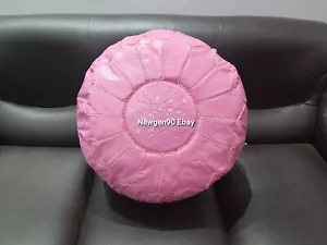 SALE! Moroccan Genuine Leather Boho Pouf Ottoman Footstool Pink Pouffe morrocan - Picture 1 of 7