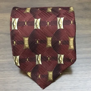 Robert Talbott Studio Silk Neck Tie Red Geometric Mens Extra Long Silk Tie USA - Picture 1 of 8