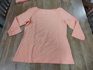 Chadwicks of Boston, Peach Colored, 3/4 Sleeve, Open Neck Woman's Shirt, Medium - Picture 1 of 4