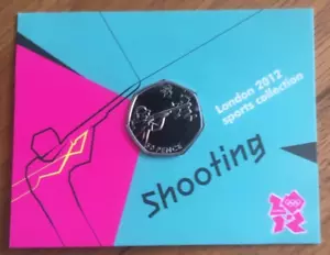 London 2012 Olympic 50p Coin Uncirculated In Sealed Card - SHOOTING - Picture 1 of 2