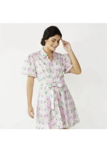 Neu mit Etikett Draper James rosa Blumen Knopfleiste Hemdkleid Größe Large Baumwollmischung - Bild 1 von 4