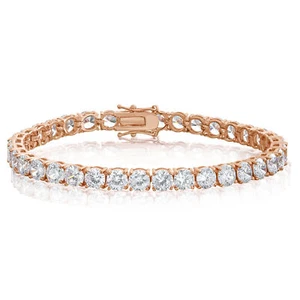Cubic Zirconia Tennis Bracelet Rose Gold Plated 5x5mm Round White CZ - Picture 1 of 4