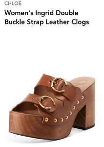 Chloe Ingrid Double Leather Strap Clog - Picture 1 of 16
