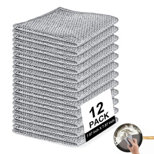 12 PCS Multifunctional Non-Scratch Wire Dish Cloth Mesh Knit Cleaning Cloths - Picture 1 of 15