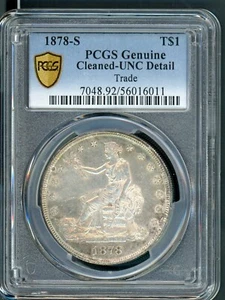 US 1878-S SAN FRANCISCO TRADE SILVER DOLLAR PCGS UNC DETAILS A259 - Picture 1 of 2