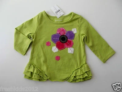Camiseta First Impressions Verde Volantes Manga Larga Apliques 3-6 Meses Nueva con Etiquetas G82609 Foto 1 de 4