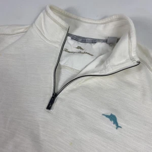 Suéter Tommy Bahama Para Hombres XL Blanco Cuarto Cremallera Algodón Pima Logo Pullover - Imagen 1 de 15