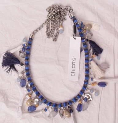 NUEVO Cinturón de cadena Chico's Ocean Motif - azul - Chico's, multi - 49" Foto 1 de 3