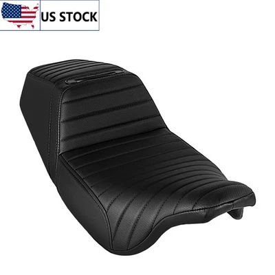 Almohadilla de asiento escalonada de gel negra con costura para Harley Electra/Road Glide 1997-2007 Foto 1 de 4