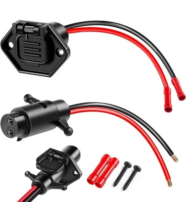Trolling Motor Plug and Receptacle 12V-24V 8 GA 2 Wires, Minn Kota Marine Boat - Image 1 of 4