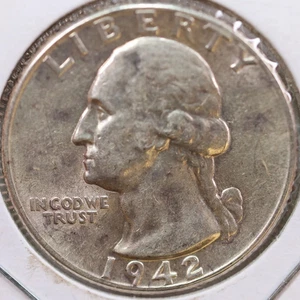 1942 Washington Quarter, Mint State Uncirculated Coin, Store #QR977 - Picture 1 of 2