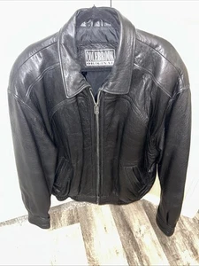 Colebrook Herren XL Schwarz Leder Bomberjacke Steppfutter Full Zip - Bild 1 von 6