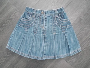 GIRLS NEXT PLEATED DENIM SKIRT 2-3 YRS BLUE JEANS PARTY WINTER TOP DRESS COAT - Picture 1 of 8
