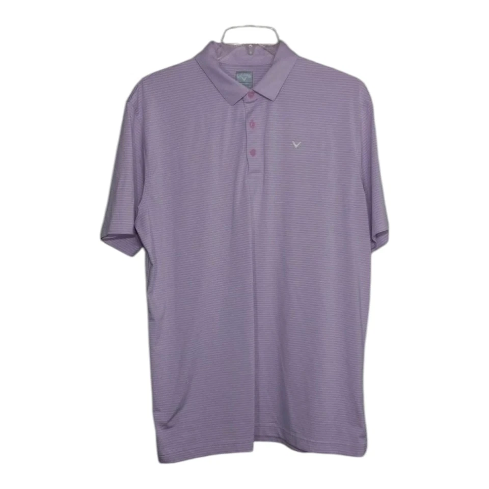 Callaway Shirt Men's XL Opti-Dri Logo Collar Golf Pink Lavender Stripe Dadcore - Image 1 of 4