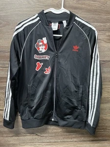 ADIDAS X DISNEY Size L kids Black Striped MICKEY & FRIENDS TRACK JACKET Unisex - Picture 1 of 6