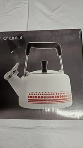New Chantal Frieda Limited Edition White Enamel Stainless Steel Teakettle 1.4 QT - Picture 1 of 6