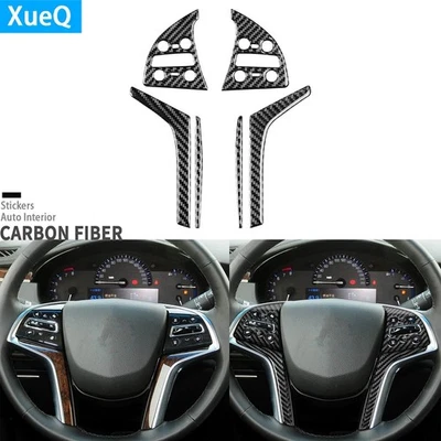Cubierta de panel de volante interior de fibra de carbono real para Cadillac XTS 2013-2019 Foto 1 de 4