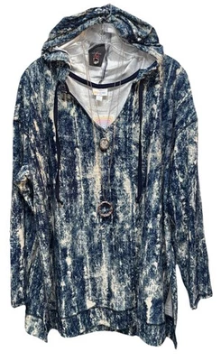 Sudadera con capucha manga larga ELIZA NUEVA CON ETIQUETAS LuLaRoe 2XL azul marino blanco crema tie dye Foto 1 de 4