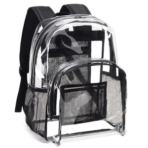 Clear Backpack Stadium Approved Transparent Bookbag Heavy Duty PVC See through - Picture 1 of 6
