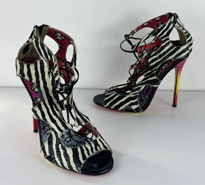 Sandalias Jimmy Choo Rob Pruitt Brillo Difuso Estampado Cebra 37 (US 7) Multicolor Foto 1 de 4