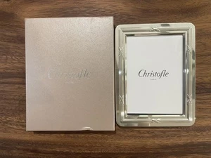 Christofle Photo Frame Rubans Silver 3.5 inch × 5 inch Box Damaged Interior New - Picture 1 of 10