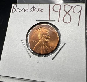 1989 P 1c Lincoln Cent Broadstrike 10% Off Center Error Coin CH BU UNC SKU#A - Picture 1 of 9